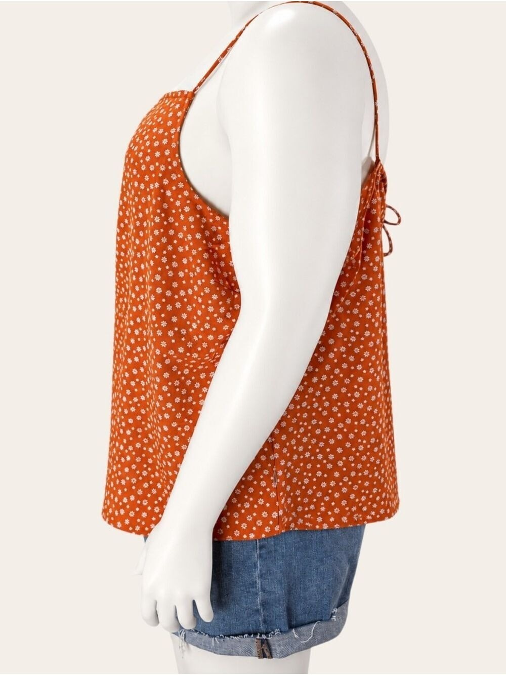 Levi’s Rust Orange Ditsy Floral Tie Back Cami Top 3X NWT - Picture 3 of 11